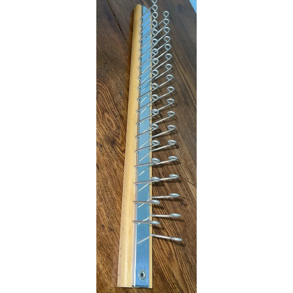 Vintage Wood & Brass Tie Scarf Belt‎ Holder Rack Organizer Made in USA 36 Hooks